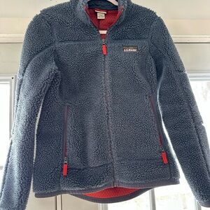 L.L. Bean Charcoal Fleece with Red Accents